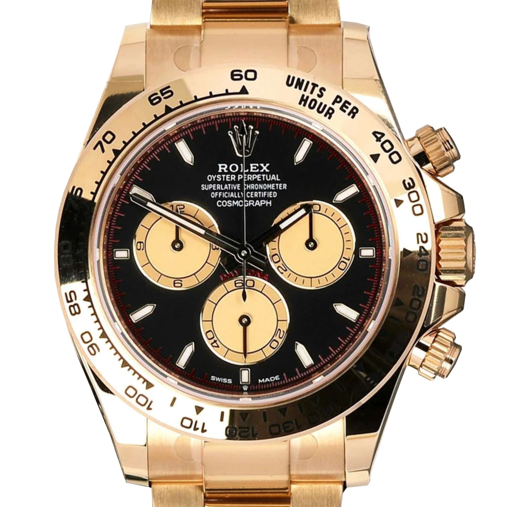  Rolex Cosmograph Daytona 40 mm | 18k Yellow gold Oyster bracelet | Intense black and champagne dial | Men's Watch 126508