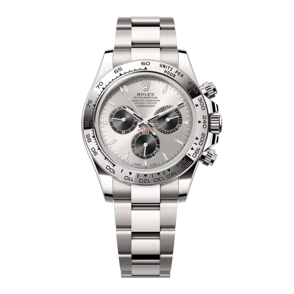 2023 Release Rolex Cosmograph Daytona 40 mm | 18k White gold Oyster bracelet | Steel and bright black dial | Men's Watch 126509