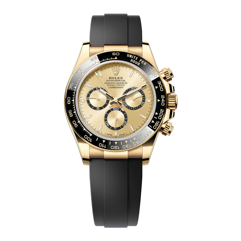 2023 Release Rolex Cosmograph Daytona, Golden dial, Oysterflex bracelet, 18k yellow gold Watch 126518LN