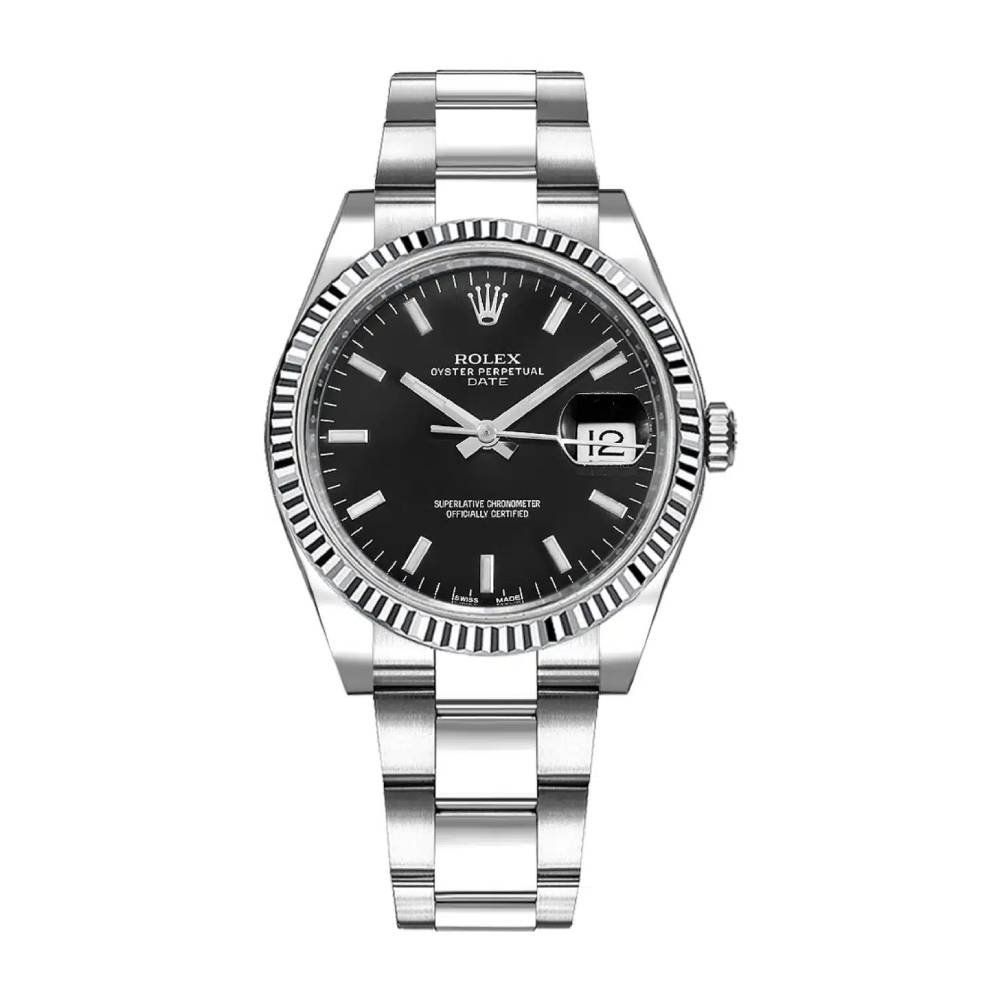 Rolex Date 34mm - Ref: 115234-0002 - Black Index Dial, Stainless Steel Oyster Bracelet Watch