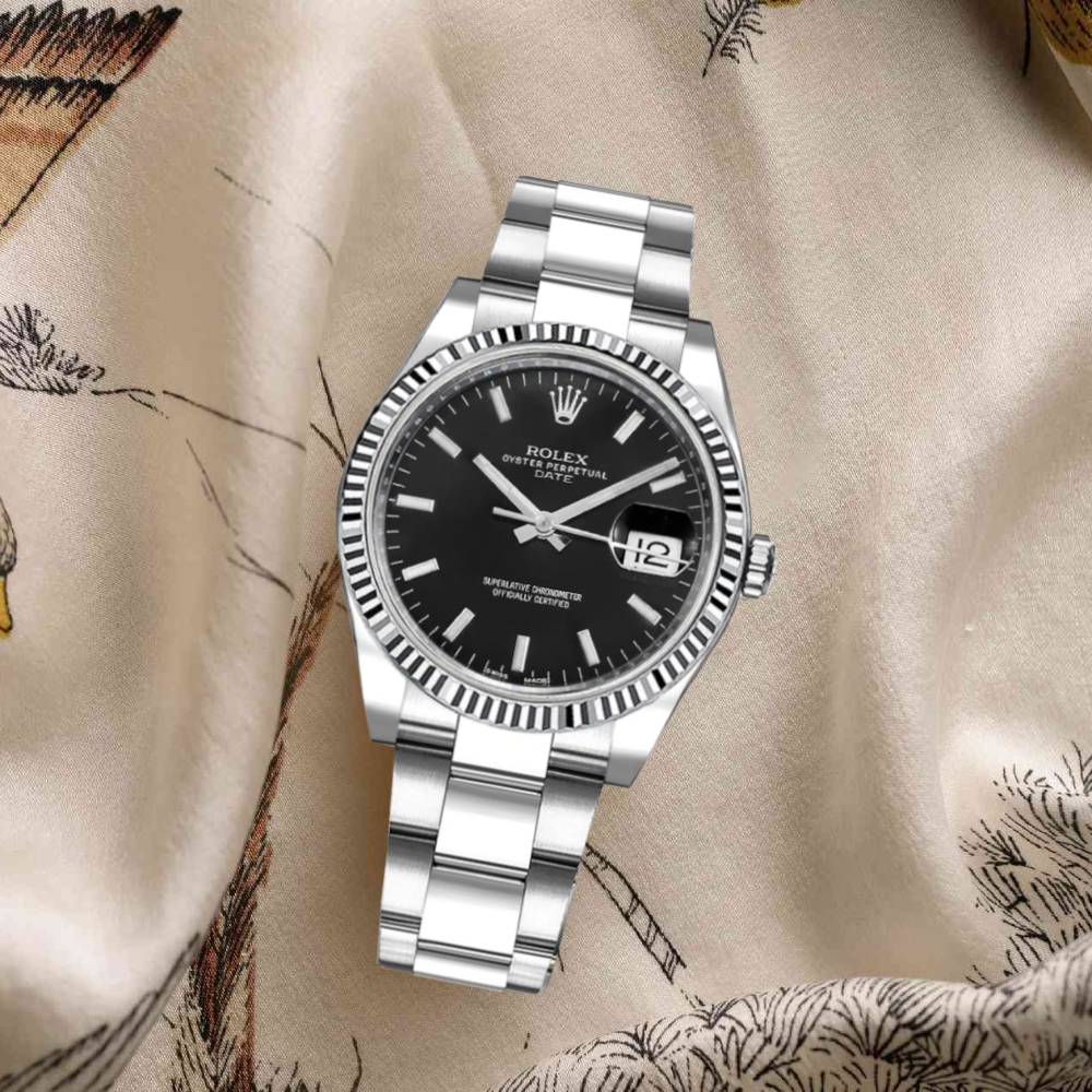 Rolex Date 34mm - Ref: 115234-0002 - Black Index Dial, Stainless Steel Oyster Bracelet Watch