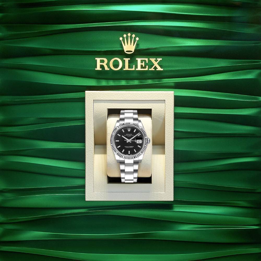 Rolex Date 34mm - Ref: 115234-0002 - Black Index Dial, Stainless Steel Oyster Bracelet Watch