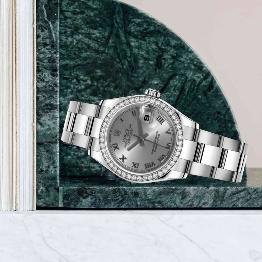 Rolex Datejust 26mm - Ref: 179384 rro - Rhodium Grey Dial, Stainless Steel Oyster Bracelet Women's Watch