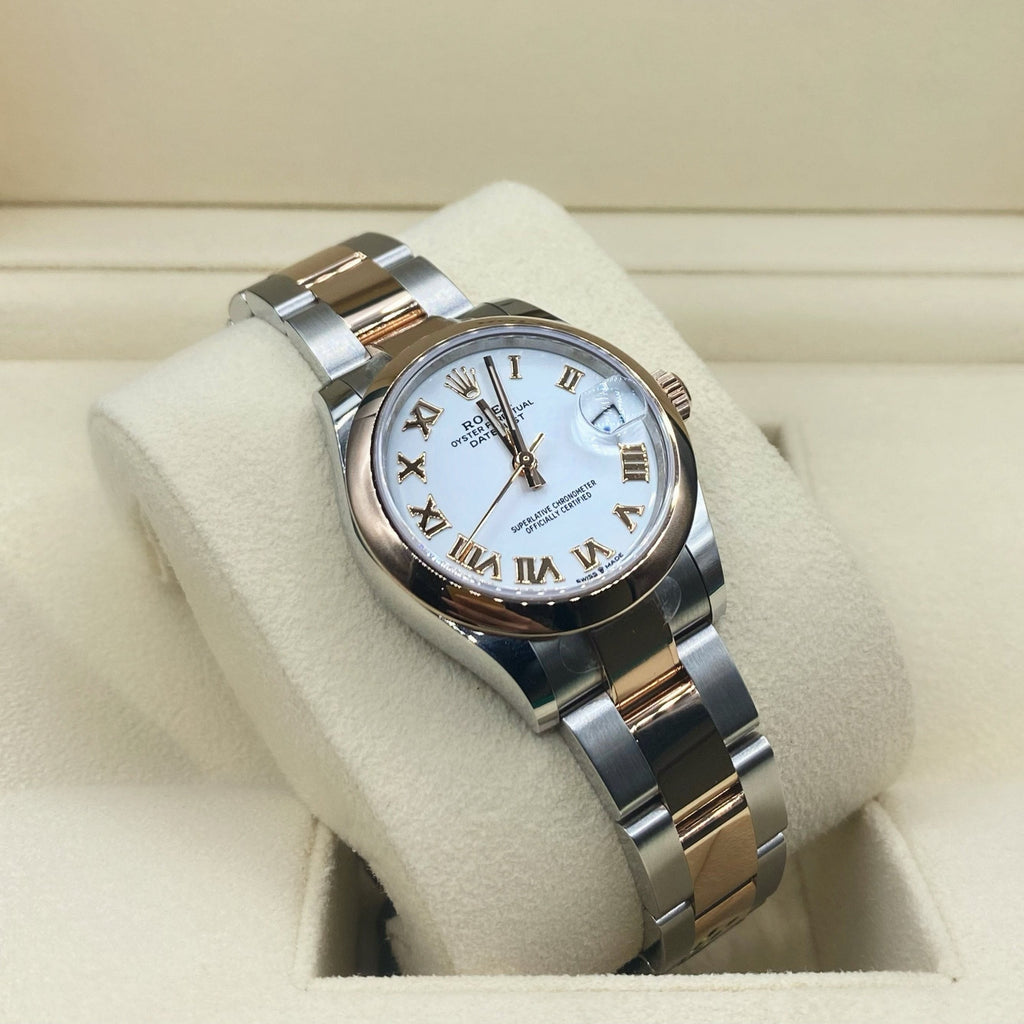 Rolex Datejust 31mm - Ref: 278241-0001 - White Roman Dial, Two Tone Stainless Steel & 18K Rose Gold Oyster Bracelet Women's Watch