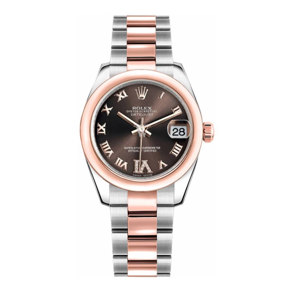 Rolex Datejust 31mm - Ref: 178241 chdro - Chocolate Diamond Dial, Two Tone Stainless Steel & 18K Rose Gold Oyster Bracelet Women's Watch