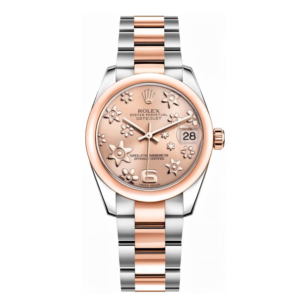 Rolex Datejust 31mm - Ref: 178241 pchfo - Pink Champagne Floral Dial, Two Tone Stainless Steel & 18K Rose Gold Oyster Bracelet Women's Watch