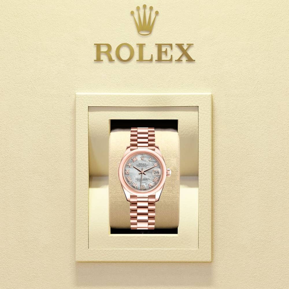 Rolex Datejust 31mm - Ref: 178245 mdrp - Pink Dial, 18K Rose Gold President Bracelet Women's Watch
