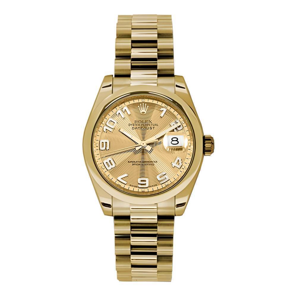 Rolex Datejust 31mm - Ref: 178248 chcap - Champagne Dial, 18K Yellow Gold President Bracelet Women's Watch