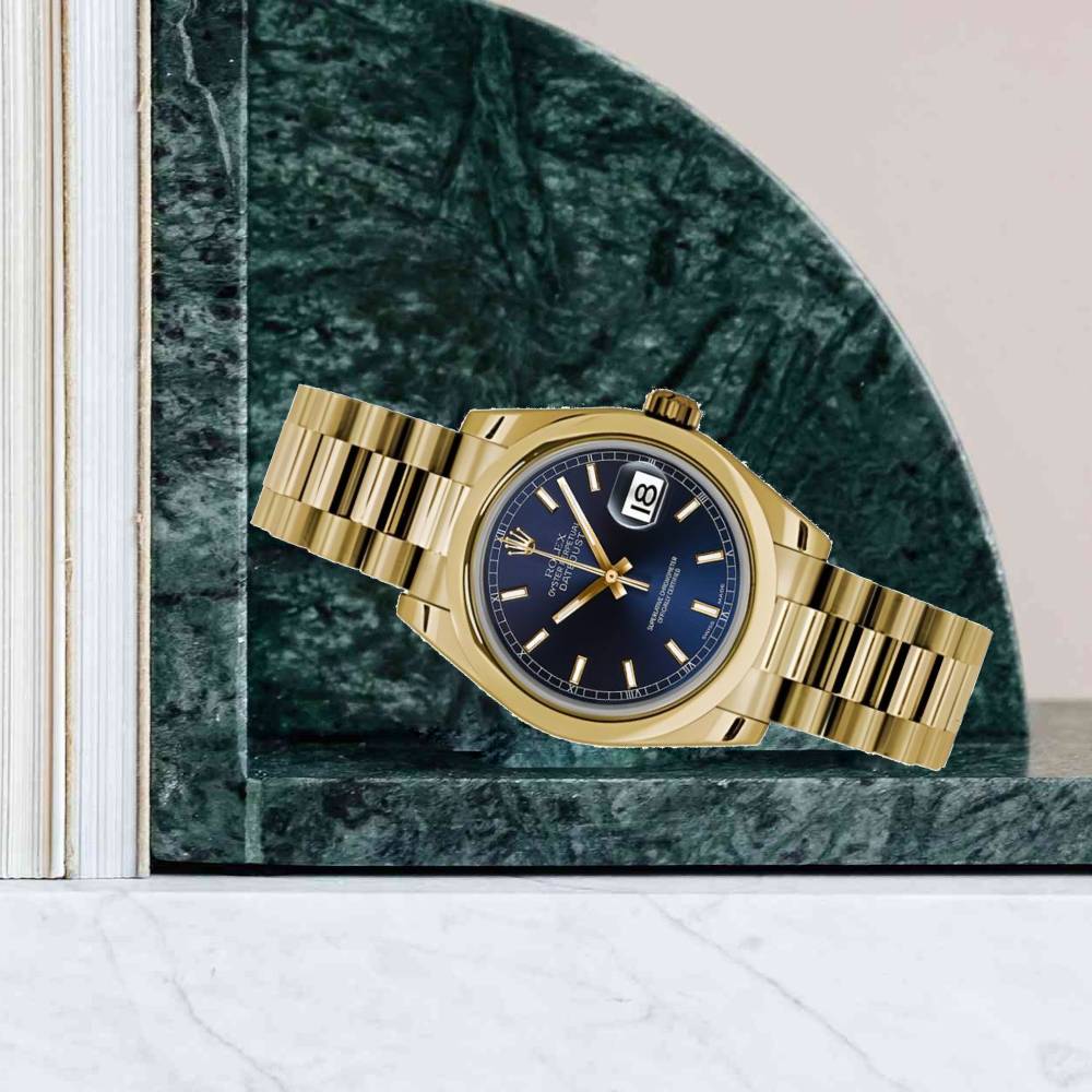 Rolex Datejust 31mm - Ref: 178248 blip - Blue Dial, 18K Yellow Gold President Bracelet Women's Watch