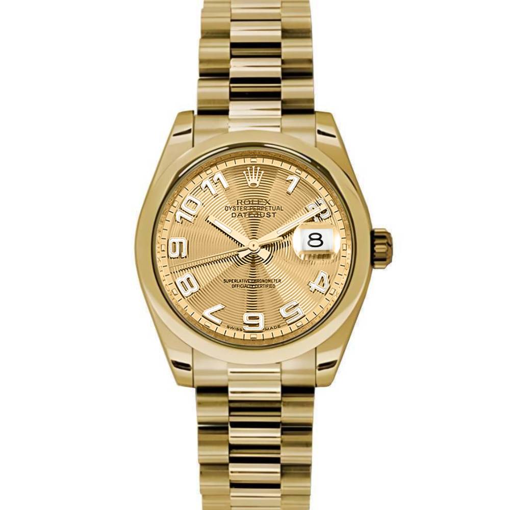 Rolex Datejust 31mm - Ref: 178248 chcap - Champagne Dial, 18K Yellow Gold President Bracelet Women's Watch