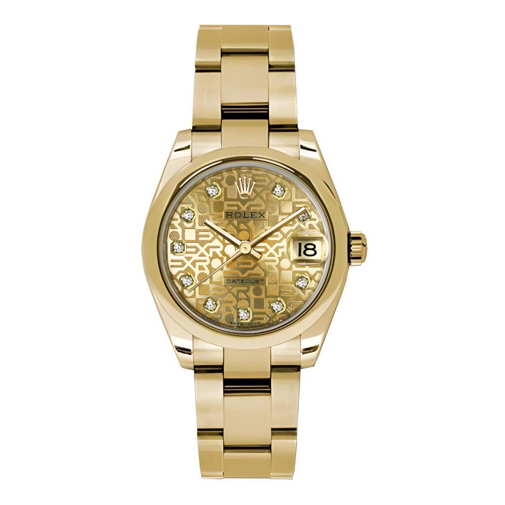 Rolex Datejust 31mm - Ref: 178248 chjdo - Champagne Dial, 18K Yellow Gold Oyster Bracelet Women's Watch