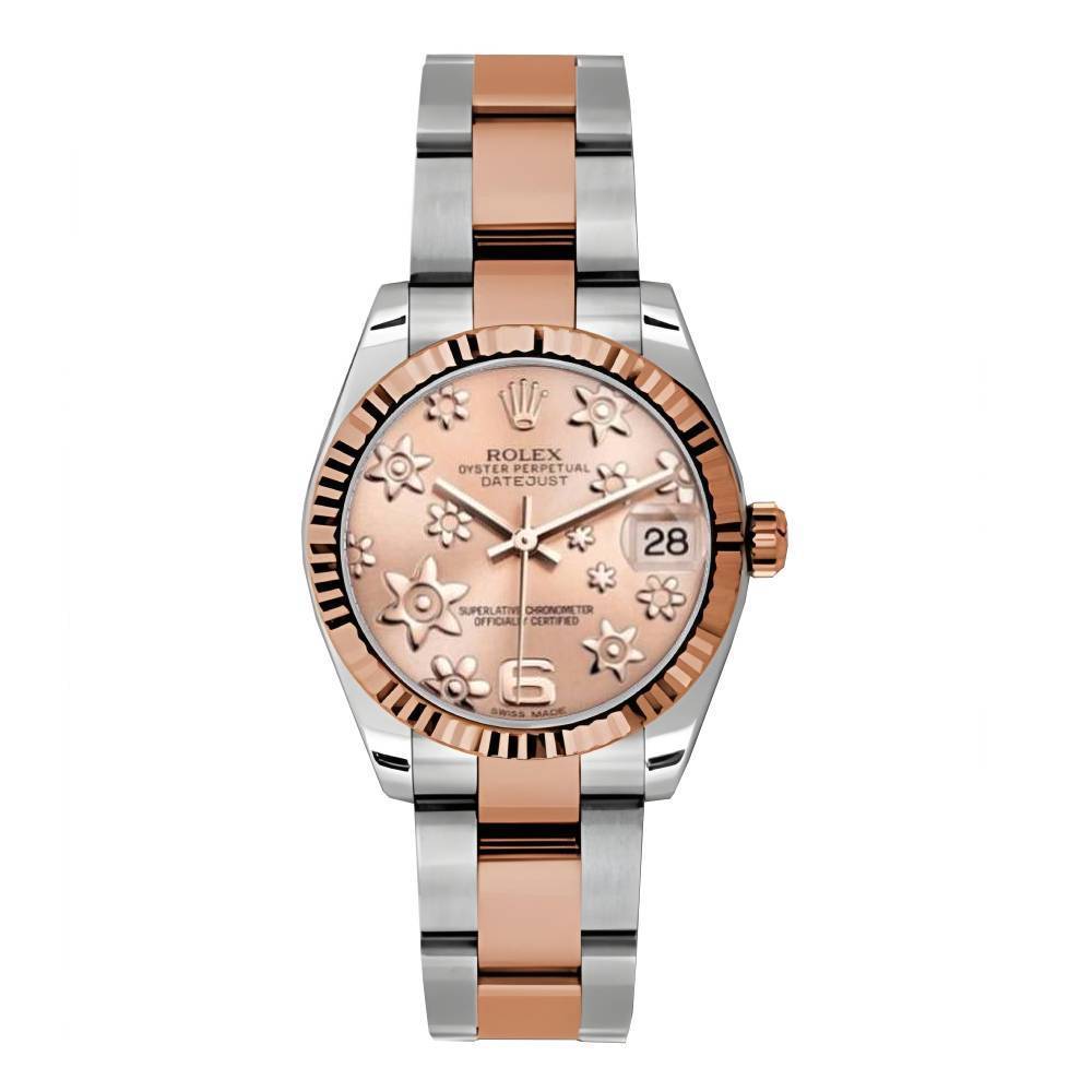 Rolex Datejust 31mm - Ref: 178271 pchfo - Pink Champagne Floral Dial, Two Tone Stainless Steel & 18K Rose Gold Oyster Bracelet Women's Watch