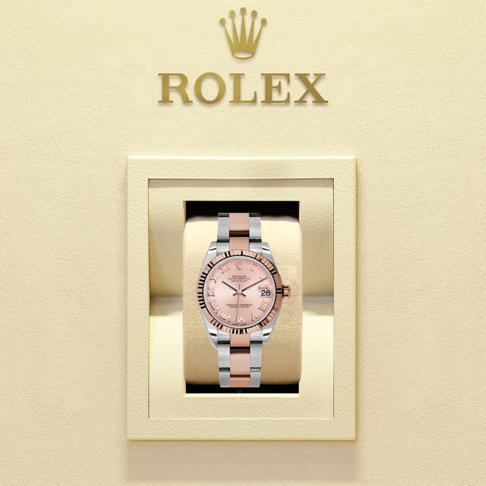 Rolex Datejust 31mm - Ref: 178271 pro - Pink Roman Dial, Two Tone Stainless Steel & 18K Rose Gold Oyster Bracelet Women's Watch