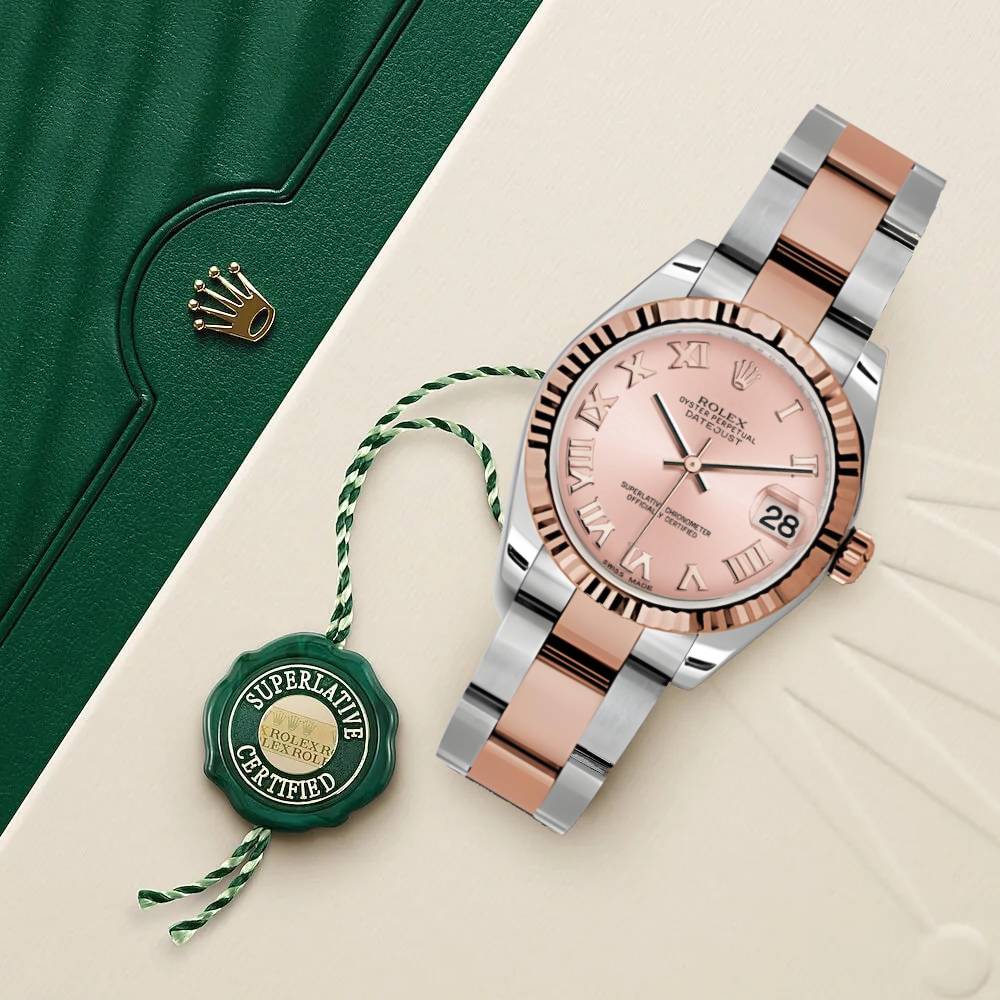 Rolex Datejust 31mm - Ref: 178271 pro - Pink Roman Dial, Two Tone Stainless Steel & 18K Rose Gold Oyster Bracelet Women's Watch