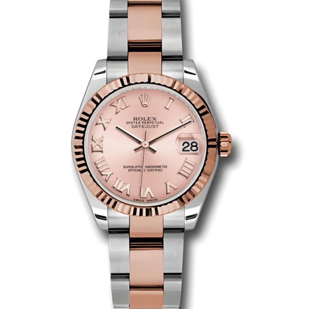 Rolex Datejust 31mm - Ref: 178271 pro - Pink Roman Dial, Two Tone Stainless Steel & 18K Rose Gold Oyster Bracelet Women's Watch