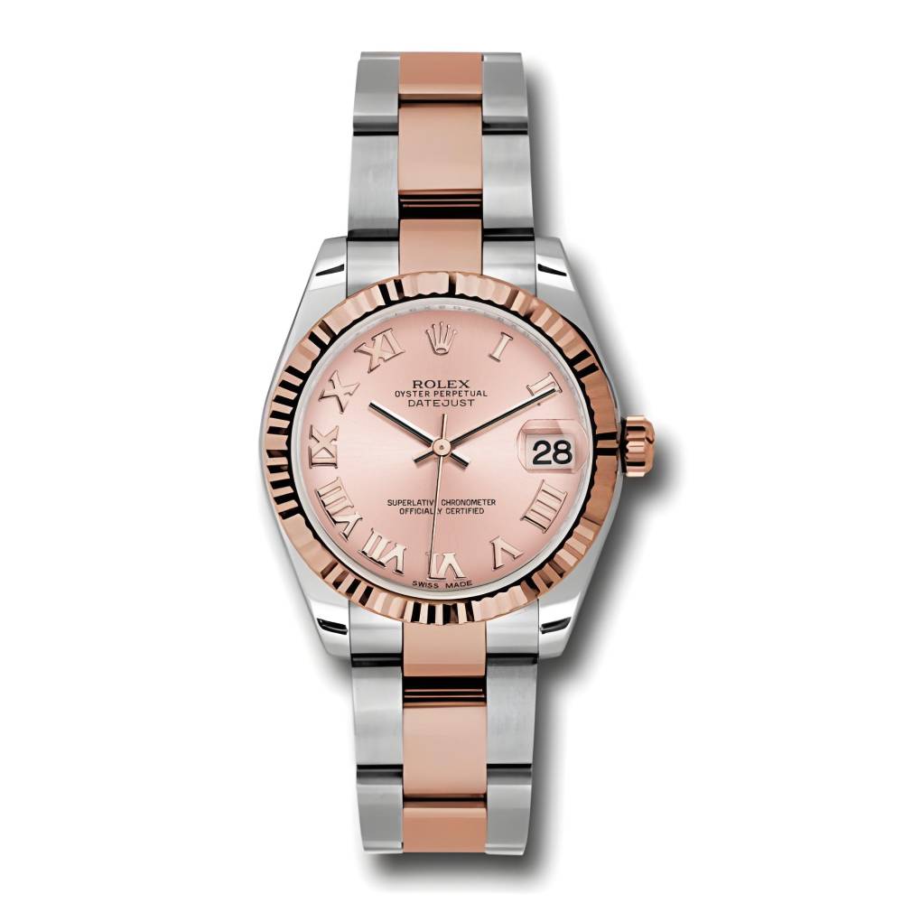 Rolex Datejust 31mm - Ref: 178271 pro - Pink Roman Dial, Two Tone Stainless Steel & 18K Rose Gold Oyster Bracelet Women's Watch
