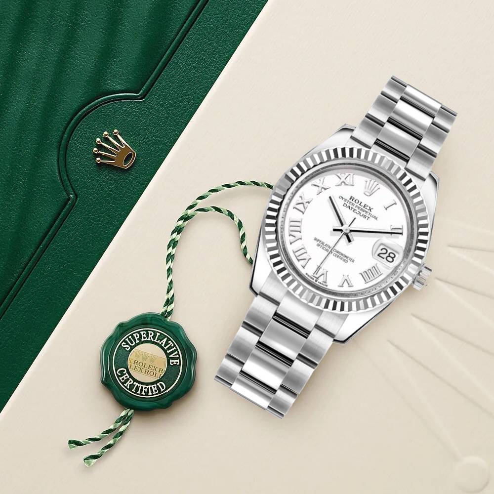 Rolex Datejust 31mm - Ref: 178274-0082 - White Roman Dial, Stainless Steel Oyster Bracelet Women's Watch