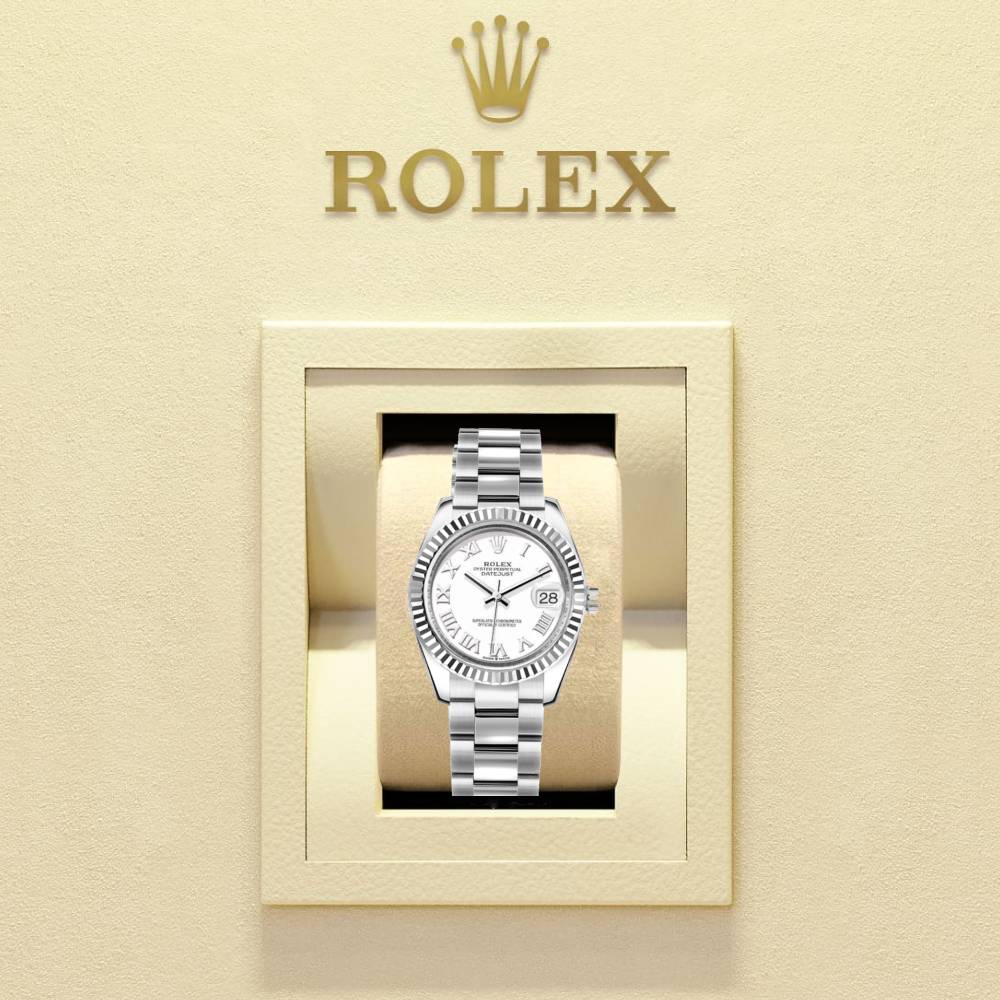 Rolex Datejust 31mm - Ref: 178274-0082 - White Roman Dial, Stainless Steel Oyster Bracelet Women's Watch