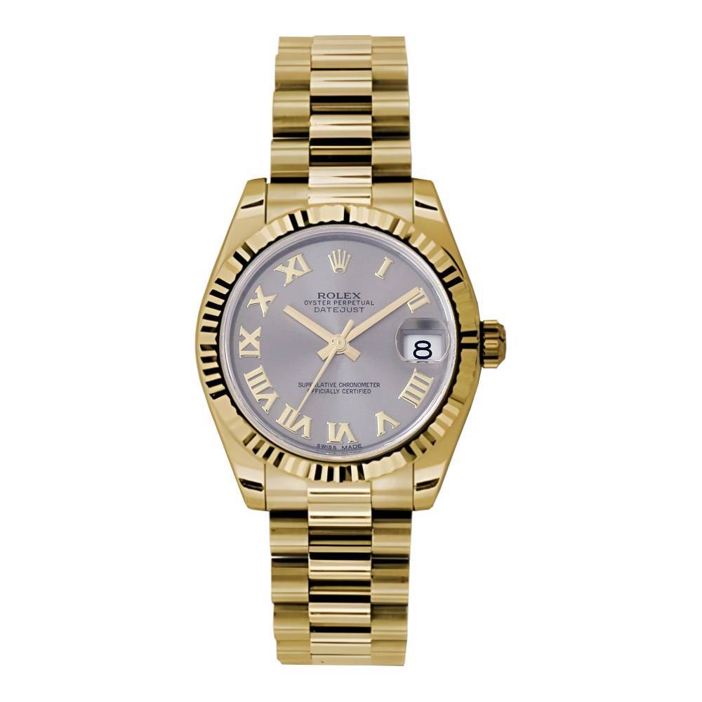 Rolex Datejust 31mm - Ref: 178278 grp - Grey Dial, 18K Yellow Gold President Bracelet Women's Watch