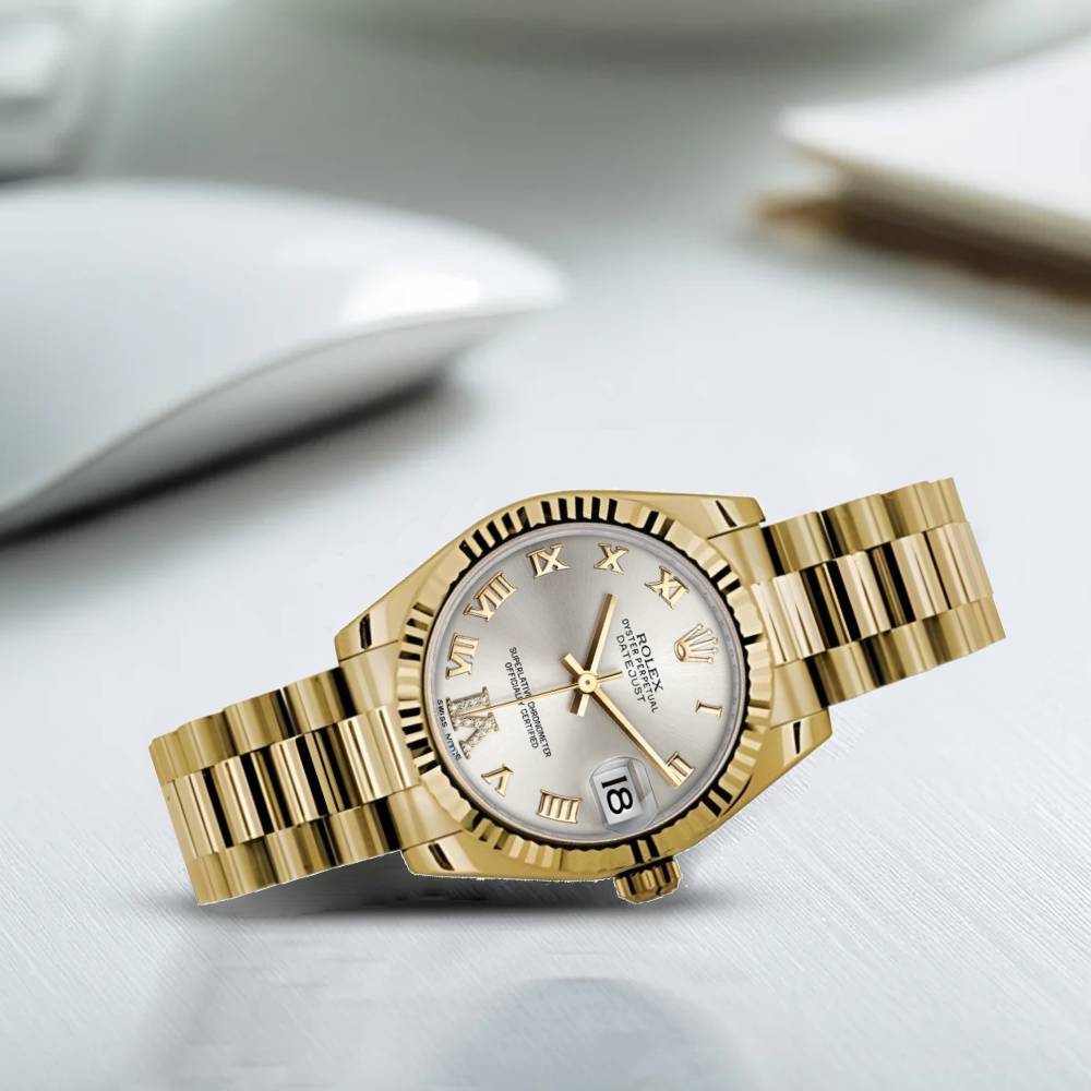 Rolex Datejust 31mm - Ref: 178278 sdrp - Silver Dial, 18K Yellow Gold President Bracelet Women's Watch