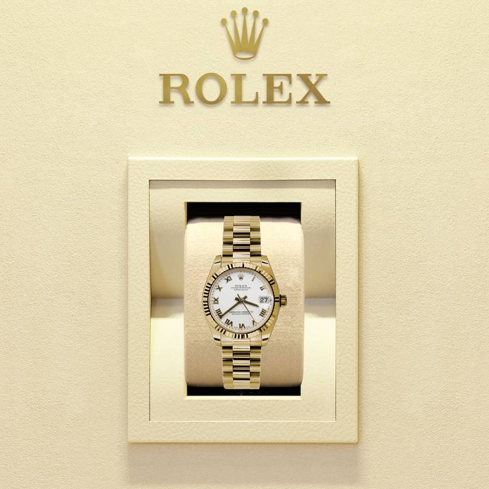 Rolex Datejust 31mm - Ref: 178278 wrp - White Dial, 18K Yellow Gold President Bracelet Women's Watch
