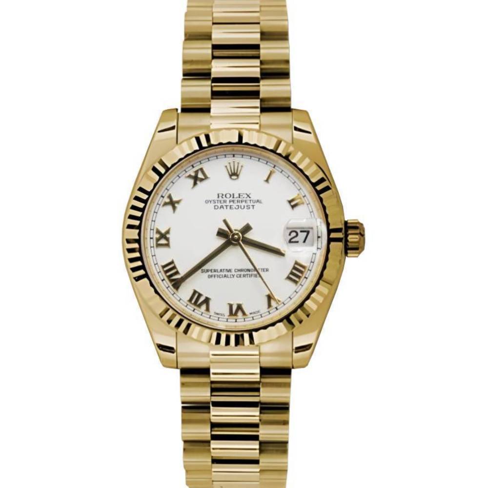Rolex Datejust 31mm - Ref: 178278 wrp - White Dial, 18K Yellow Gold President Bracelet Women's Watch