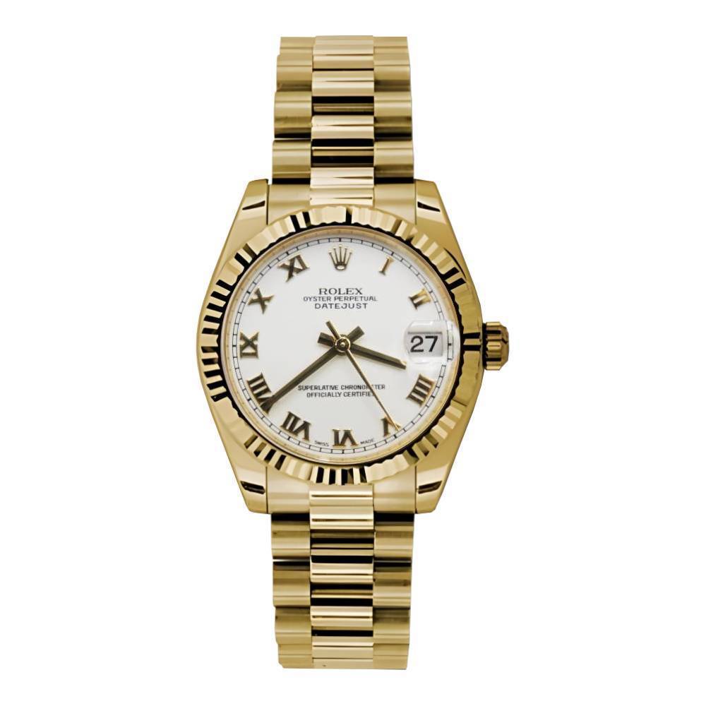 Rolex Datejust 31mm - Ref: 178278 wrp - White Dial, 18K Yellow Gold President Bracelet Women's Watch