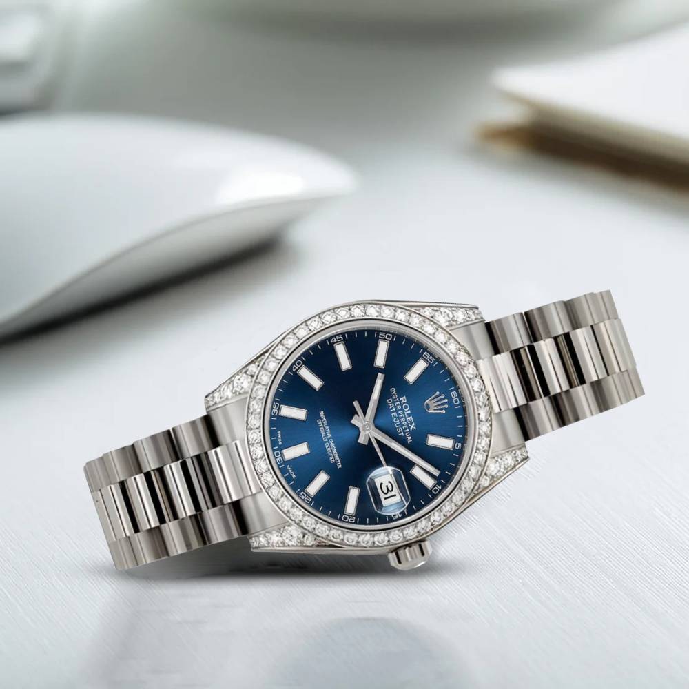 Rolex Datejust 31mm - Ref: 178279 blip - Blue Dial, 18K White Gold President Bracelet Women's Watch