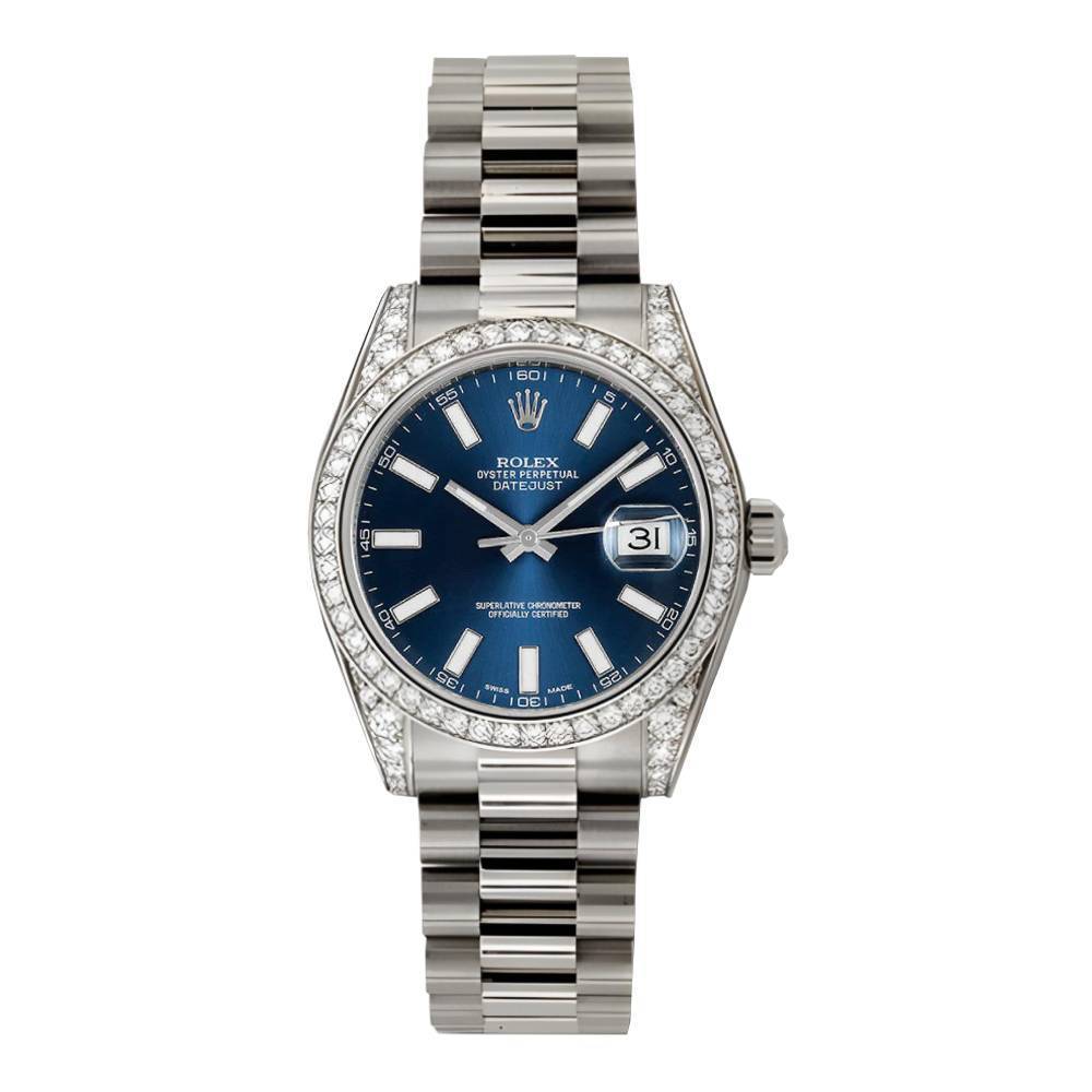 Rolex Datejust 31mm - Ref: 178279 blip - Blue Dial, 18K White Gold President Bracelet Women's Watch