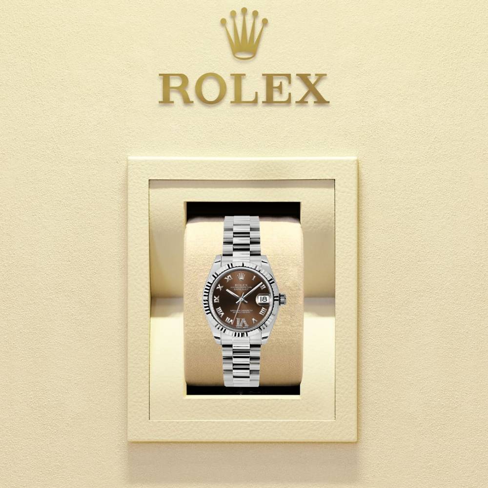 Rolex Datejust 31mm - Ref: 178279 brdrp - Bronze Dial, 18K White Gold President Bracelet Women's Watch