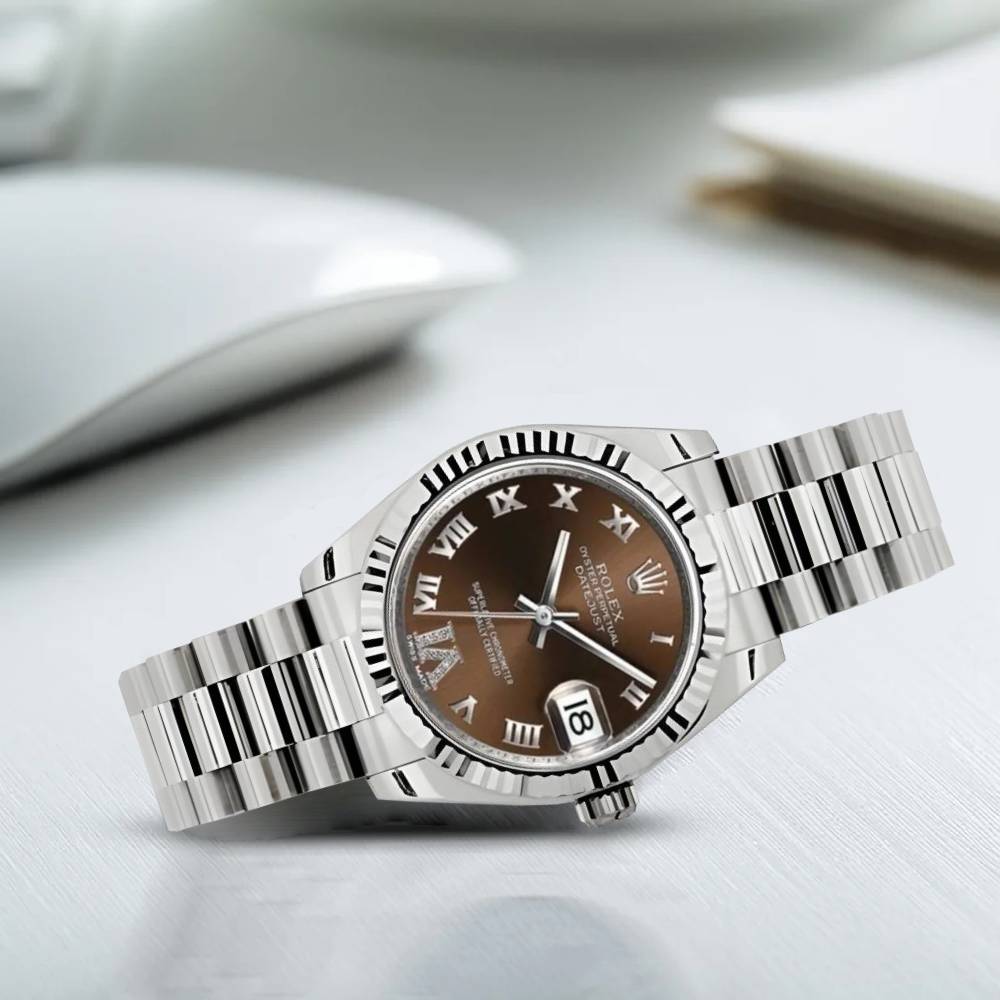 Rolex Datejust 31mm - Ref: 178279 brdrp - Bronze Dial, 18K White Gold President Bracelet Women's Watch