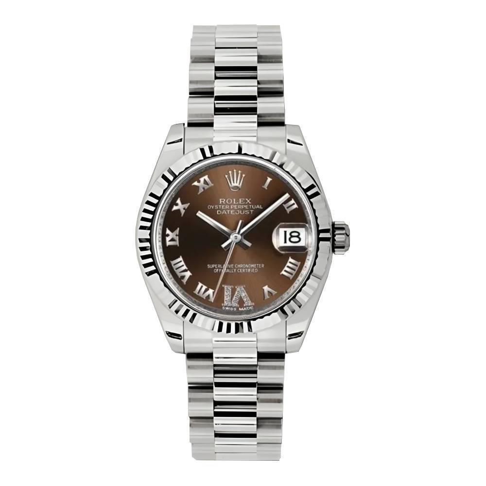 Rolex Datejust 31mm - Ref: 178279 brdrp - Bronze Dial, 18K White Gold President Bracelet Women's Watch