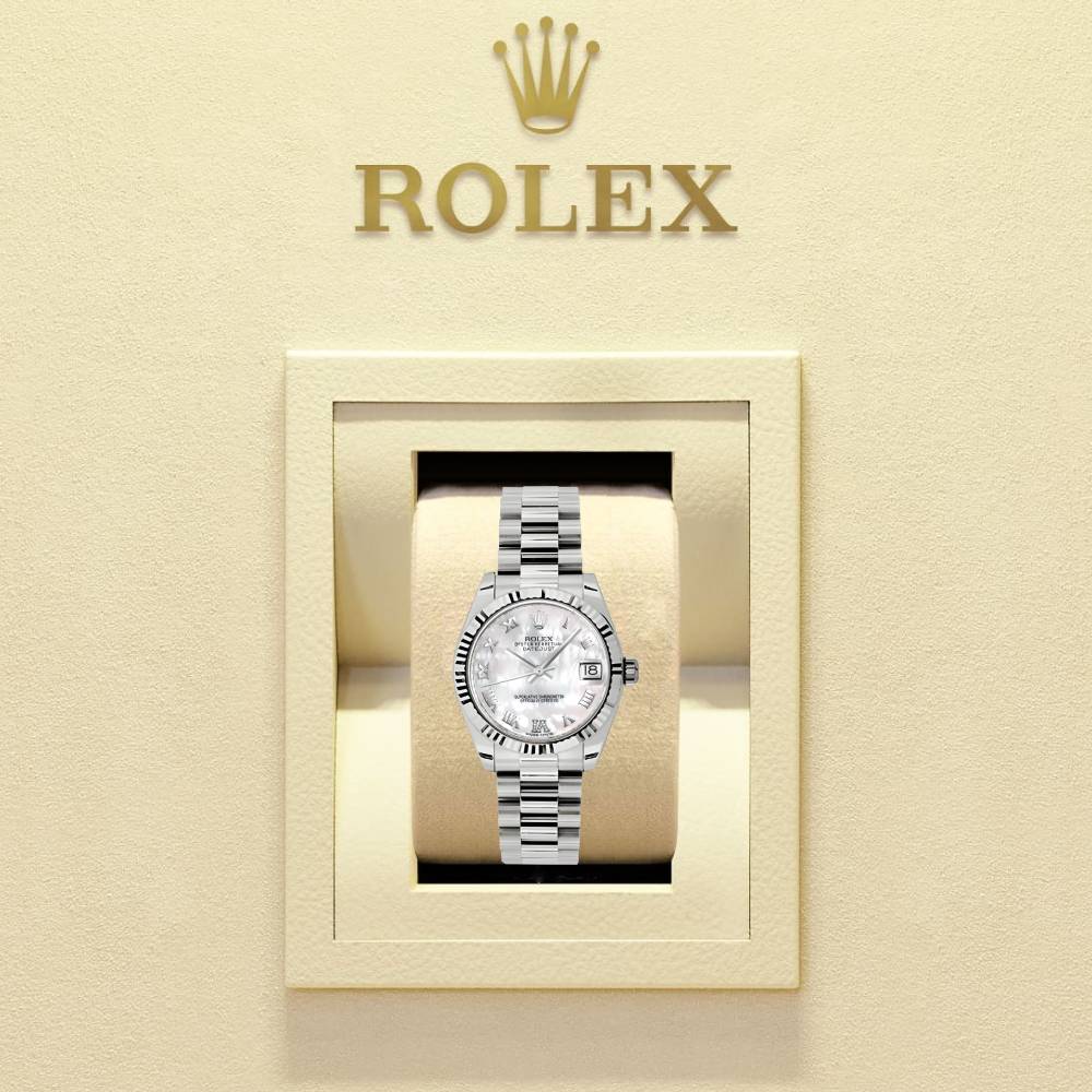 Rolex Datejust 31mm - Ref: 178279 mdrp - White Mother of Pearl Dial, 18K White Gold President Bracelet Women's Watch