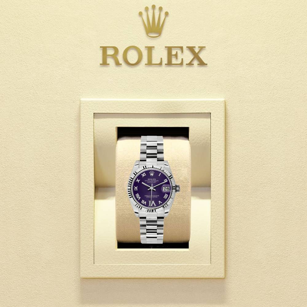 Rolex Datejust 31mm - Ref: 178279 pdrp - Purple Dial, 18K White Gold President Bracelet Women's Watch