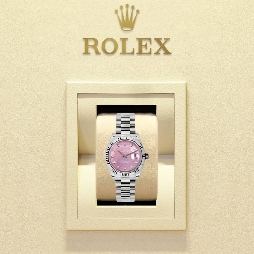 Rolex Datejust 31mm - Ref: 178279 pmdp - Pink Dial, 18K White Gold President Bracelet Women's Watch