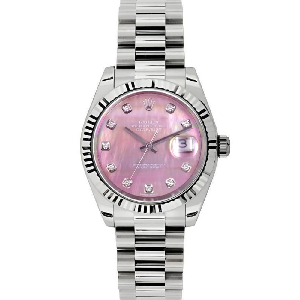Rolex Datejust 31mm - Ref: 178279 pmdp - Pink Dial, 18K White Gold President Bracelet Women's Watch