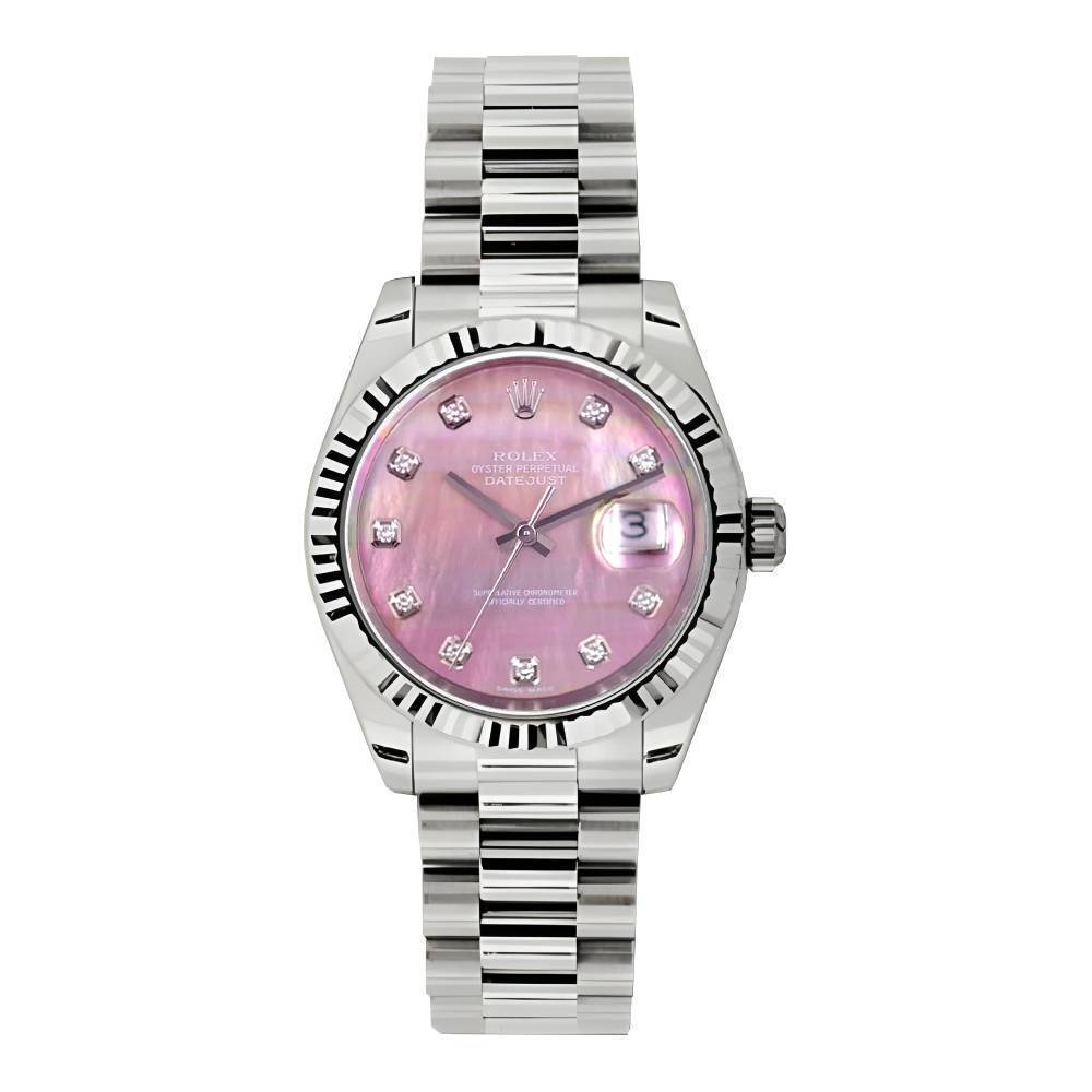 Rolex Datejust 31mm - Ref: 178279 pmdp - Pink Dial, 18K White Gold President Bracelet Women's Watch
