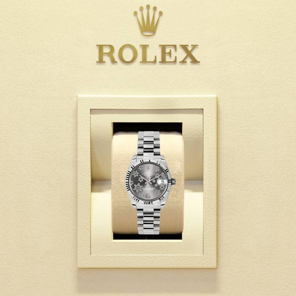Rolex Datejust 31mm - Ref: 178279 rfp - Rhodium Grey Dial, 18K White Gold President Bracelet Women's Watch
