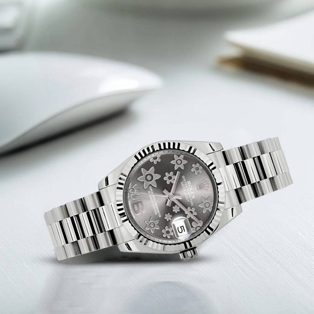 Rolex Datejust 31mm - Ref: 178279 rfp - Rhodium Grey Dial, 18K White Gold President Bracelet Women's Watch