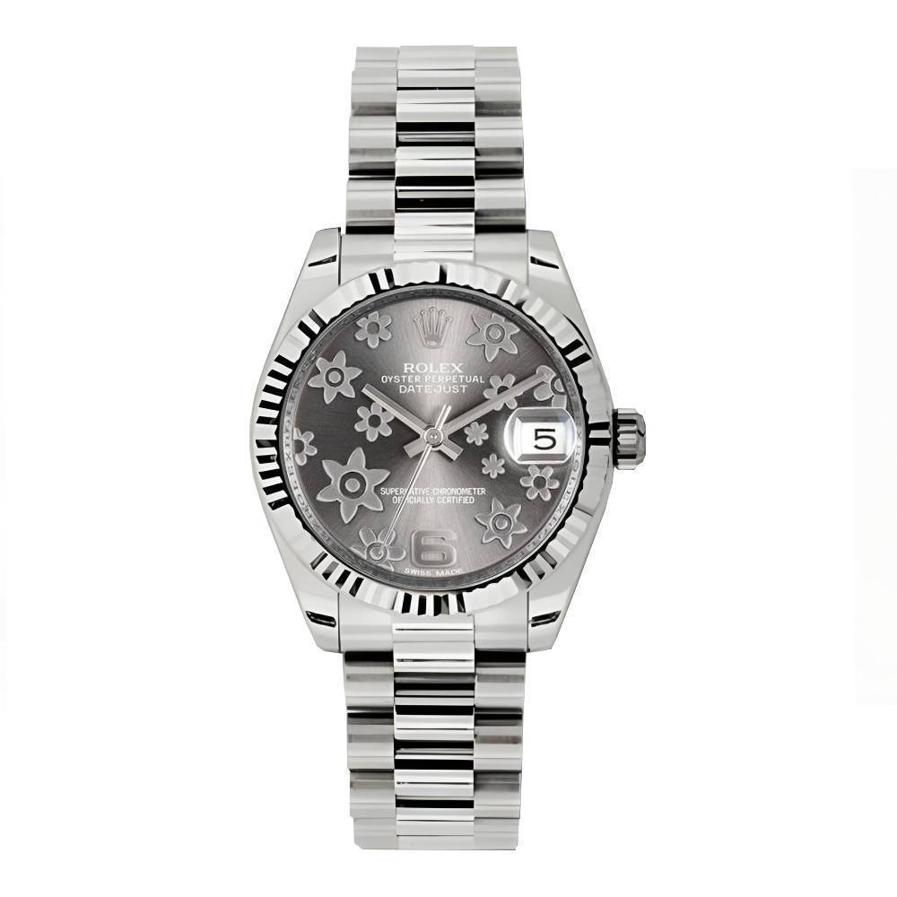 Rolex Datejust 31mm - Ref: 178279 rfp - Rhodium Grey Dial, 18K White Gold President Bracelet Women's Watch