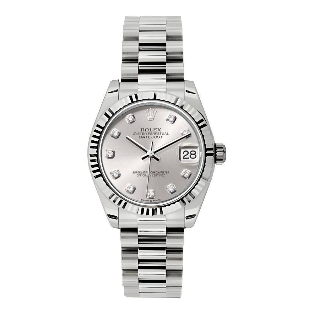 Rolex Datejust 31mm - Ref: 178279 sdp - Silver Dial, 18K White Gold President Bracelet Women's Watch