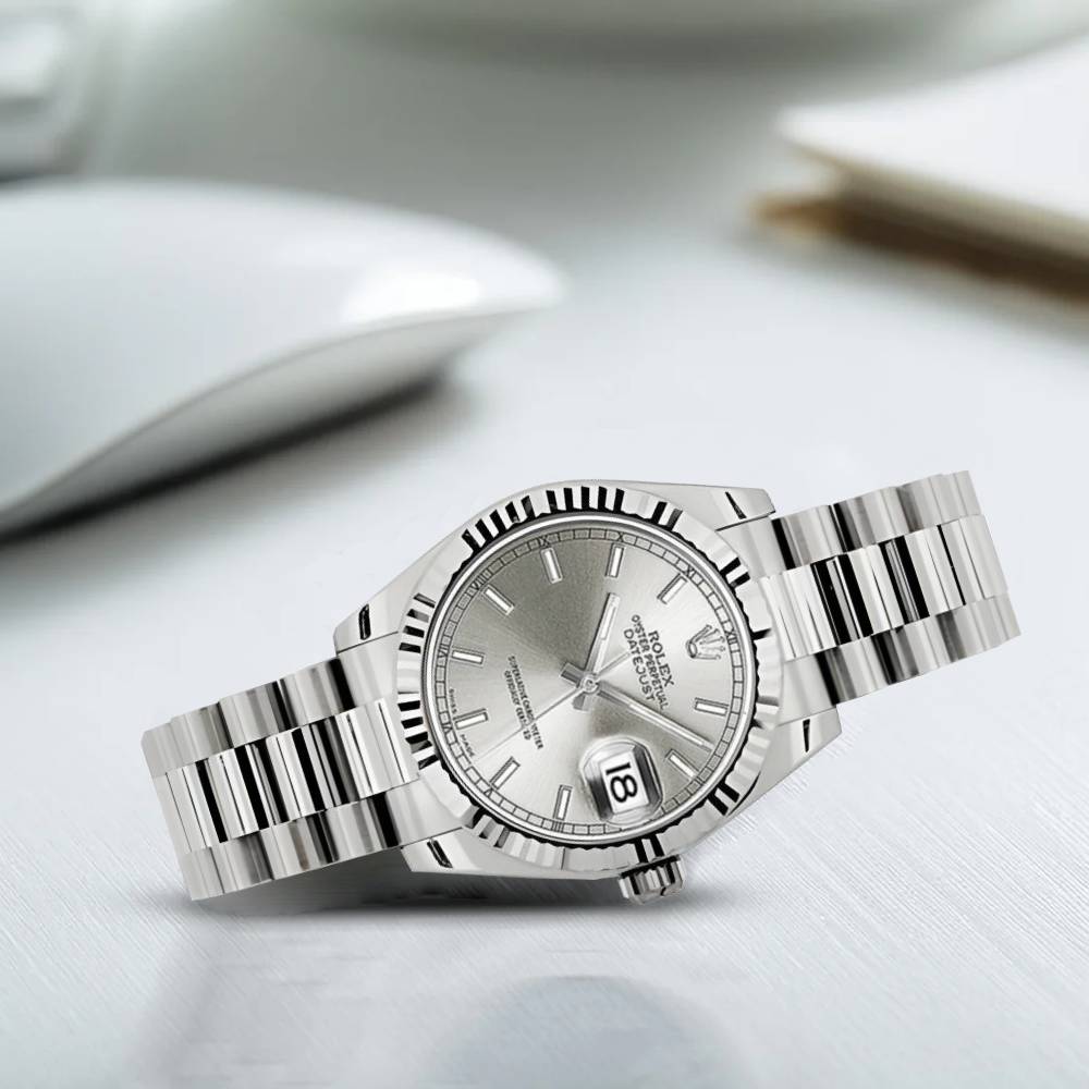 Rolex Datejust 31mm - Ref: 178279 sip - Silver Dial, 18K White Gold President Bracelet Women's Watch