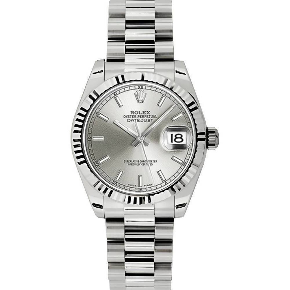 Rolex Datejust 31mm - Ref: 178279 sip - Silver Dial, 18K White Gold President Bracelet Women's Watch