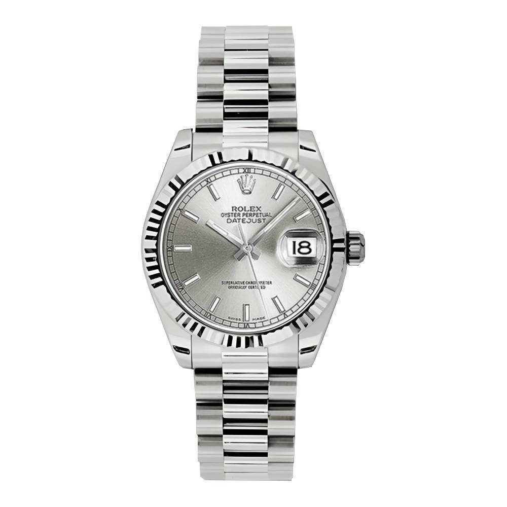 Rolex Datejust 31mm - Ref: 178279 sip - Silver Dial, 18K White Gold President Bracelet Women's Watch