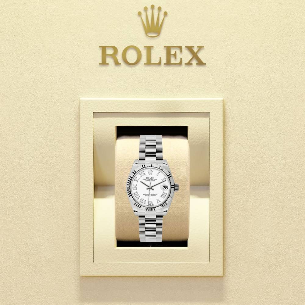 Rolex Datejust 31mm - Ref: 178279 wrp - White Dial, 18K White Gold President Bracelet Women's Watch