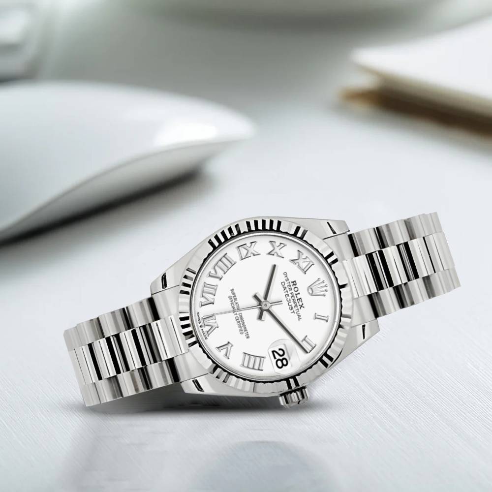 Rolex Datejust 31mm - Ref: 178279 wrp - White Dial, 18K White Gold President Bracelet Women's Watch