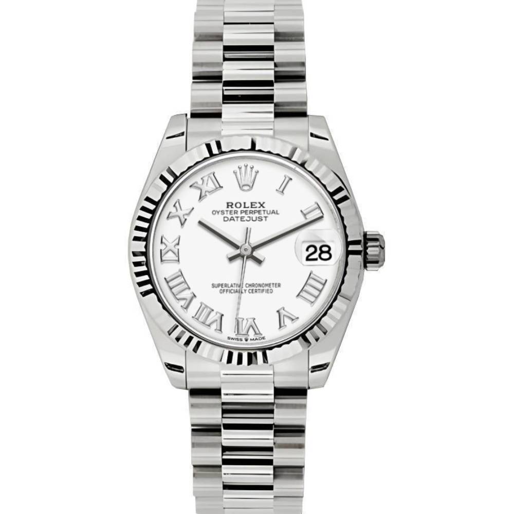 Rolex Datejust 31mm - Ref: 178279 wrp - White Dial, 18K White Gold President Bracelet Women's Watch