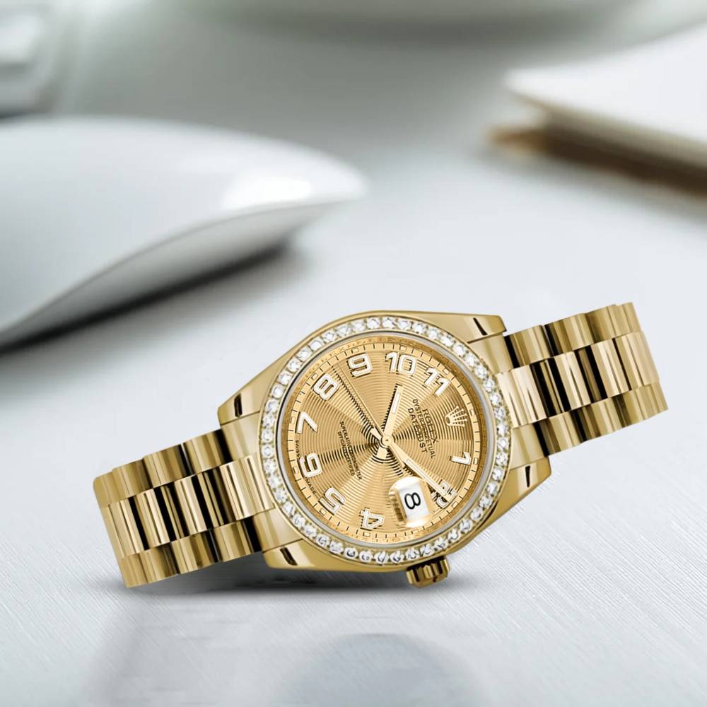 Rolex Datejust 31mm - Ref: 178288 chcap - Champagne Dial & Diamond Bezel, 18K Yellow Gold President Bracelet Women's Watch