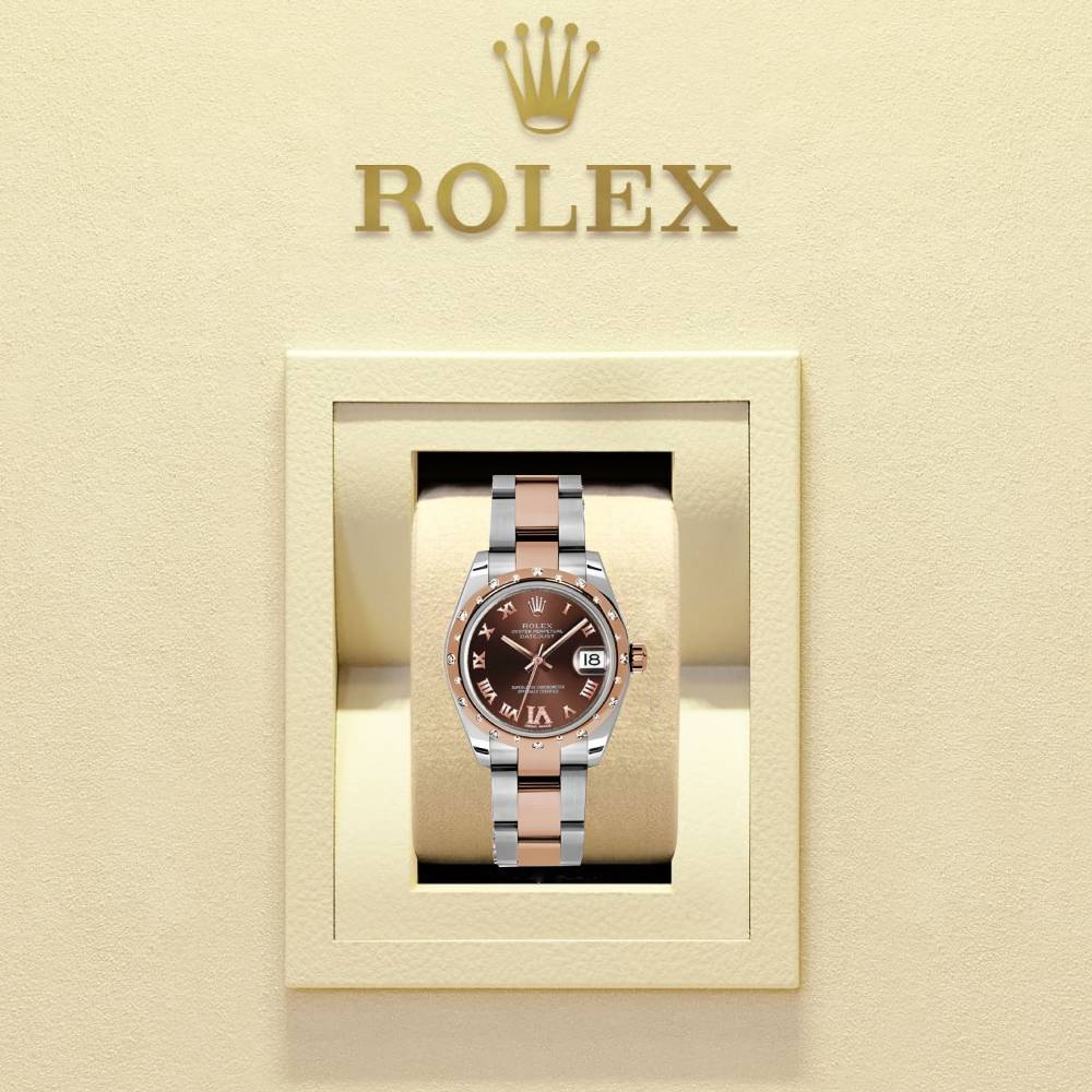 Rolex Datejust 31mm - Ref: 178341 chodro - Chocolate Roman Diamond Dial & Diamond Bezel, Two Tone Stainless Steel & 18K Rose Gold Oyster Bracelet Women's Watch