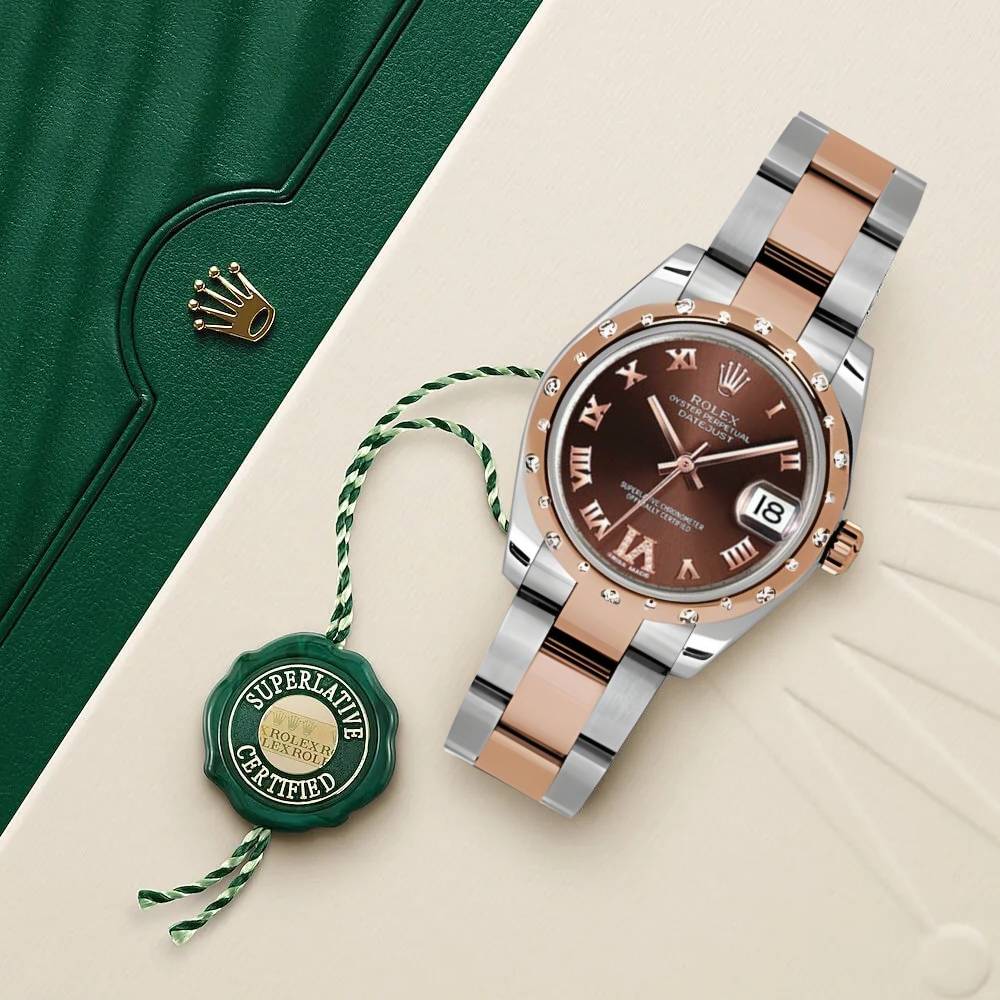 Rolex Datejust 31mm - Ref: 178341 chodro - Chocolate Roman Diamond Dial & Diamond Bezel, Two Tone Stainless Steel & 18K Rose Gold Oyster Bracelet Women's Watch